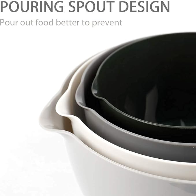 BoxedHome Classic Mixing Bowl Set, BPA Free Plastic, Microwave and Dishwasher Safe (Set of 4, Grey),3.5 quarts