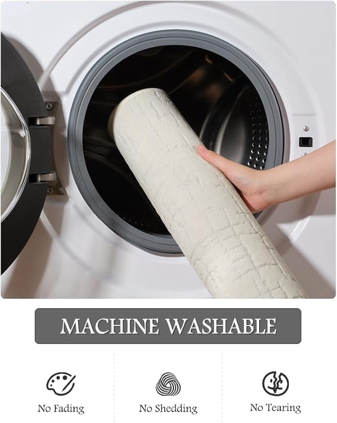 AMOAMI-Bath Mat-Absorbent Quick Dry Bathroom Floor Mats-Washable Rubber Backing Bath Mats for Bathroom Rugs Fit Under Door-Bath Rug for in Front of Sink Bathtub Shower Room, Cream 24''x48''