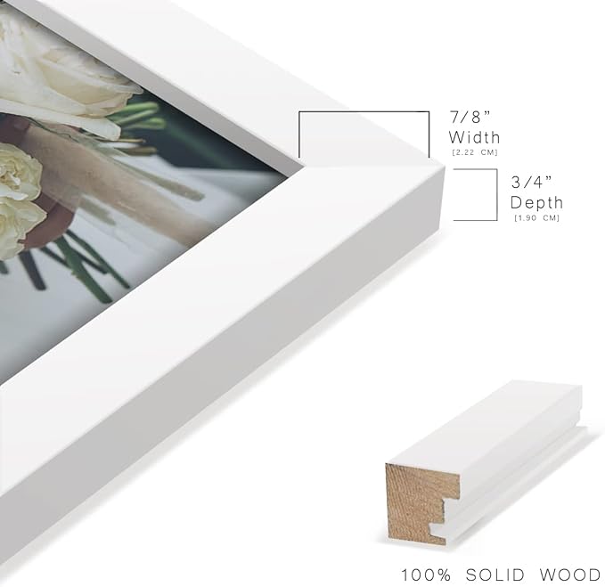 Renditions Gallery 8x10 inch Picture Frame High-end Modern Style, Made of Solid Wood and High Definition Glass Ready for Wall and Tabletop Photo Display, White Frame (Pack of 3)