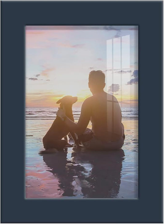 Renditions Gallery 4x6 inch Picture Frame High-end Modern Style, Made of Solid Wood and High Definition Glass Ready for Wall and Tabletop Photo Display, Navy Frame