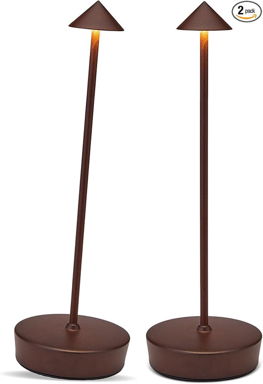 Cordless Led Table Desk Lamp 2 Pack, 7000mAh Battery Outdoor Table Light Waterproof for Restaurant Patio Camping Home Decor, USB-A Output, Brightness Memory, Dimmable