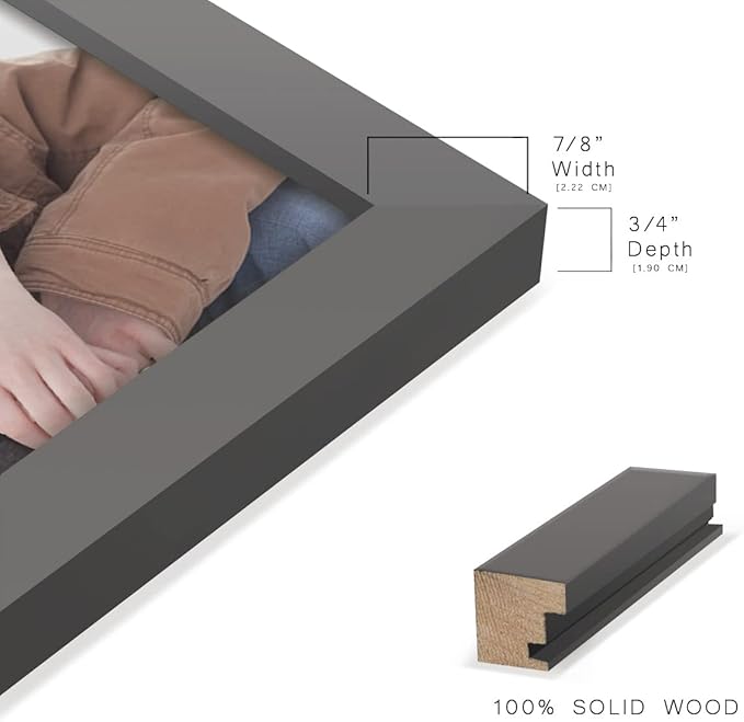 Renditions Gallery 11x14 inch Picture Frame High-end Modern Style, Made of Solid Wood and High Definition Glass Ready for Wall and Tabletop Photo Display, Gray Frame