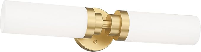 Emak Gold Vanity Lights for Mirror, 2-Light Bathroom Light Fixtures Over Mirror, Modern 21.69 Inch Wall Sconces with Milk Glass Shade for Bathroom, Bedroom, Hallway, VL085-GD-ML-2