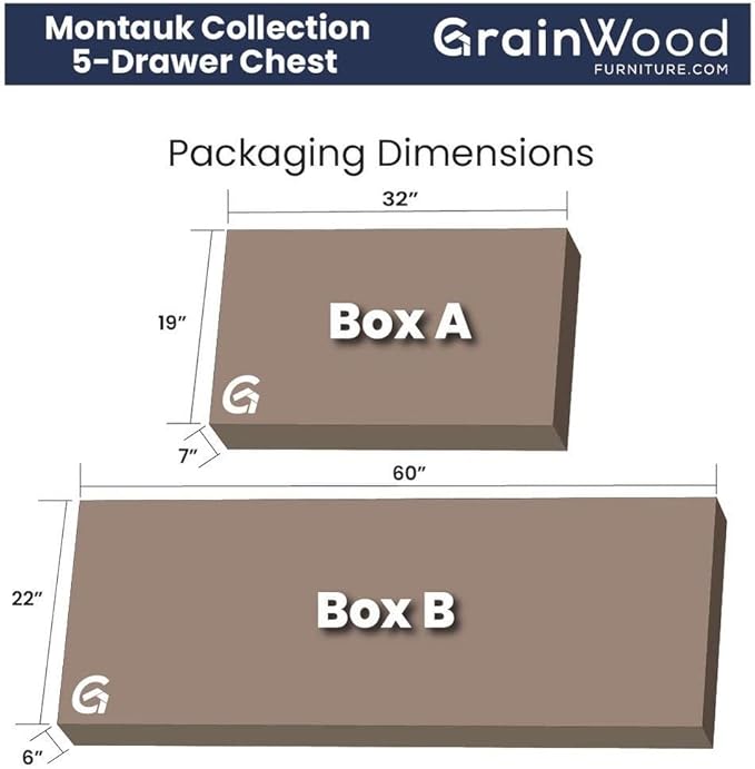 Grain Wood Furniture Montauk 5-Drawer Chest, Solid Wood with a Driftwood Finish