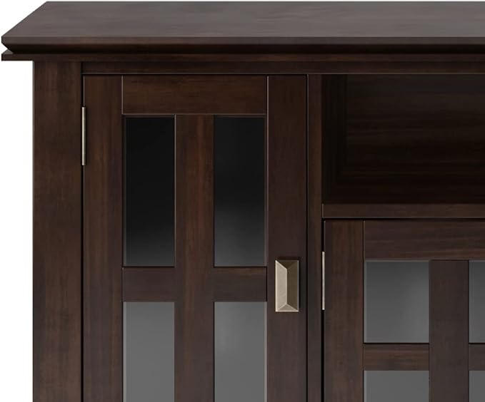 SIMPLIHOME Artisan SOLID WOOD 72 inch Wide Transitional TV Media Stand in Tobacco Brown For TVs up to 80 inches for the Living Room and Entertainment Center