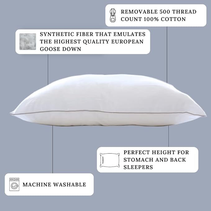 Isotonic Indulgence Synthetic Down Pillow | Back & Stomach Sleeper (Standard/Queen)