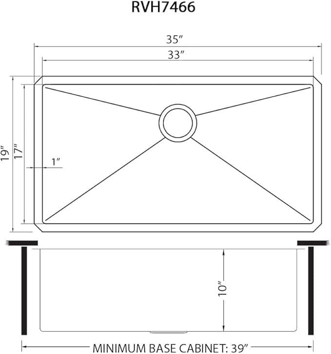 Ruvati 35-inch Undermount 16 Gauge Rounded Corners Large Kitchen Sink Stainless Steel Single Bowl - RVH7466