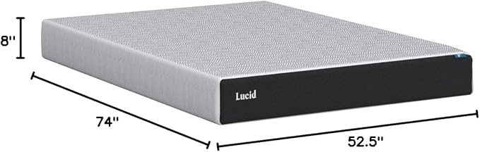 Lucid 8 Inch Full Mattress - Firm Gel Memory Foam – Bamboo Charcoal Foam –Gel Infused- Hypoallergenic Mattress