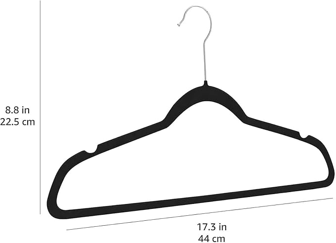 Amazon Basics Slim Velvet, Non-Slip Suit Clothes Hangers, Pack of 30, Black
