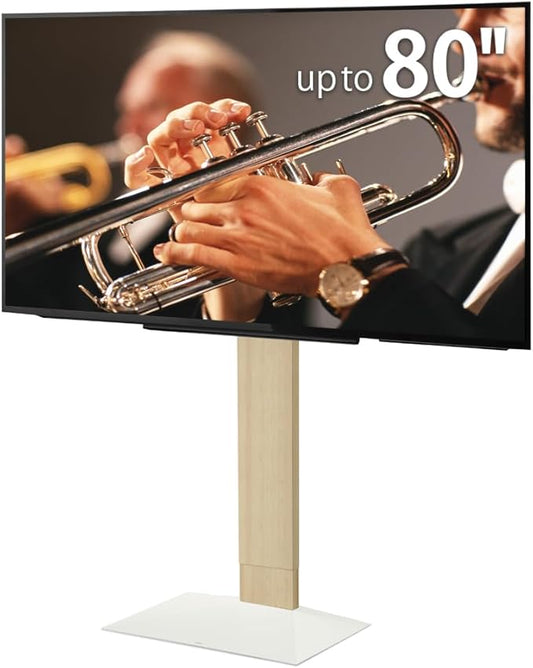 WALL V3 High Type | Sleek 32-80 Inch Universal Ultra Thin TV Stand | White Oak | for Living Room and Bedroom, Space Saving, Adjustable Mount, No Drill, Japan-Engineered Design