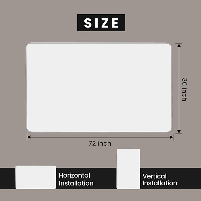 Brushed Nickel Bathroom Mirror 72x36 Inch, Brushed Silver Metal Frame Mirror Wall Mounted, Rounded Rectangle Bathroom Vanity Mirror, Tempered Glass, Anti-Rust, Horizontal/Vertical