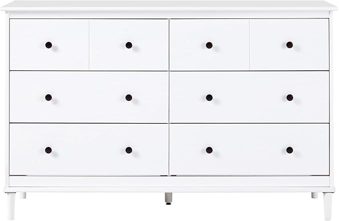 Walker Edison Modern 6-Drawer Solid Wood Dresser Bedroom Storage, 57 Inch, White