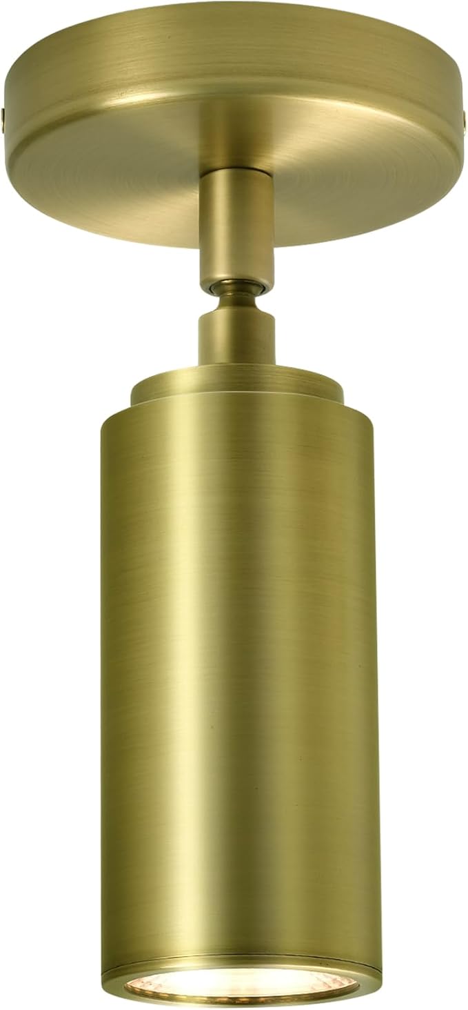 Brass Ceiling Spotlight, Hardwired LED Ceiling Spot Lights, Flush Mounted Directional Ceiling Light, Indoor Spotlight Fixtures, Adjustable Monopoint Spot Lights for Living Room Dining Room