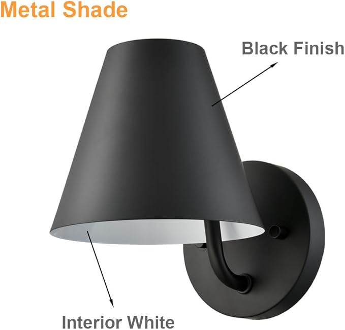 DIRYZON Wall Light for Living Room Bedroom,Industrial Black Wall Sconce Light,Metal Barn Wall Mounted Light,Dimmable Indoor Wall Lighting Fixture