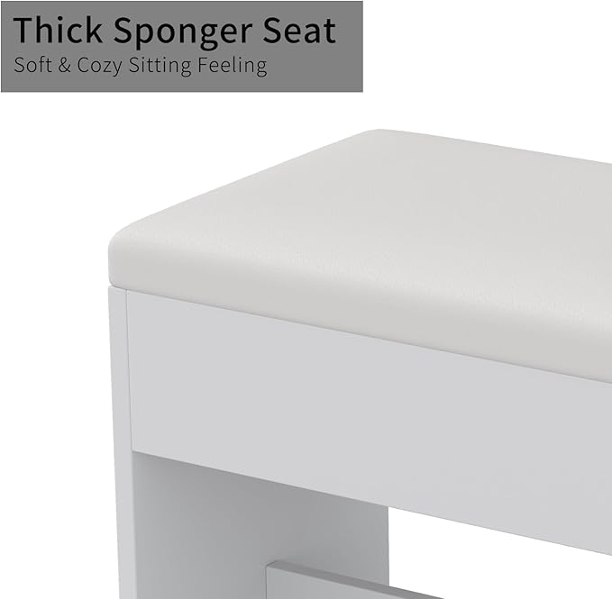 Vanity Desk & Power Outlet, Makeup Vanity with Mirror and 10 LED Lights, 3 Lighting Modes Brightness Adjustable, Makeup Table with 4 Shelves and Fold-up Panel, Vanity Set for Bedroom, White