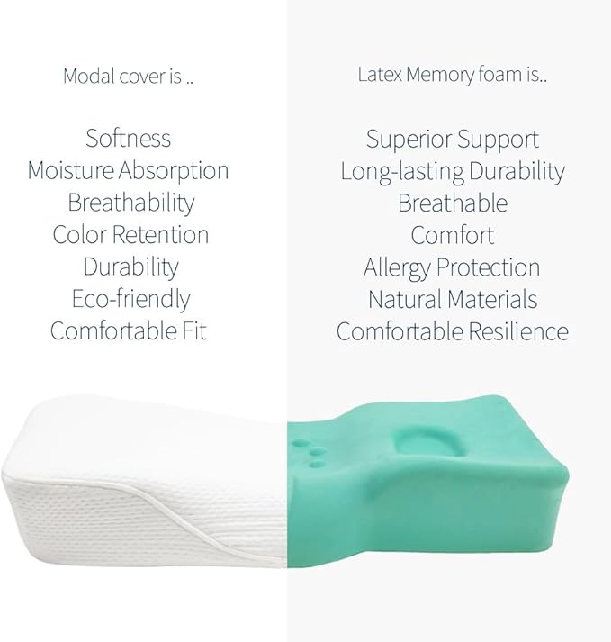 Motex Height Adjustable Memory Foam Pillows for Sleeping Neck Supporting Ergonomic Pillows with Washable Modal Fabric Cover, White, M-L Size – Motion N (1pc)