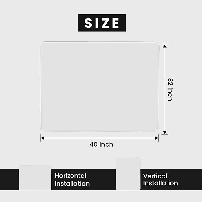 White Bathroom Mirror 40x32 Inch, White Metal Framed Bathroom Mirror for Wall, Rounded Rectangle Matte Bathroom Vanity Mirror, Tempered Glass, Anti-Rust, Horizontal/Vertical