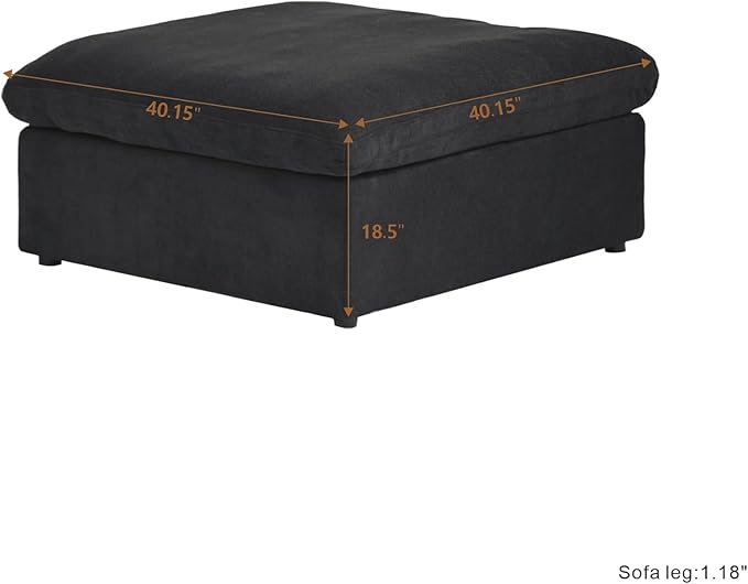 JACH Storage Ottoman Module for Living Room, Cushion Covers Removable, Minimalist Comfy Breathable Ottoman for Living Room Apartment (Black)