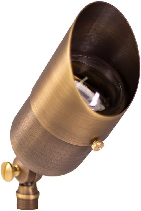 12V LogiSpot Brass Outdoor Spotlight (Bronze) for Low Voltage Landscape Lighting of Yard, Lawn, Garden, Patio, Trees & House