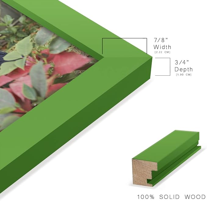 Renditions Gallery 8x10 inch Picture Frame High-end Modern Style, Made of Solid Wood and High Definition Glass Ready for Wall and Tabletop Photo Display, Green Frame