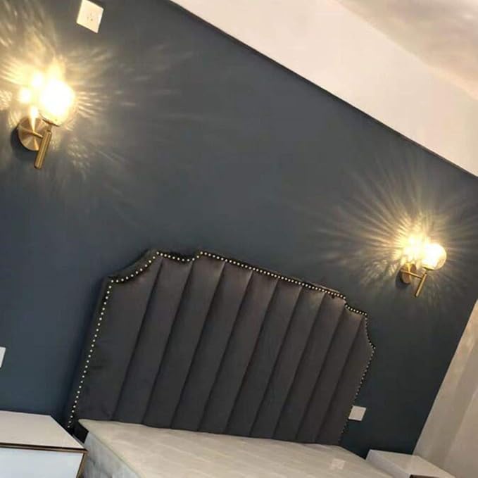 KCO Lighting Modern Wall Sconce Golden Mid Century Industrial Matte Globe Glass Wall Light for Bedroom Vanity Light (Clear)