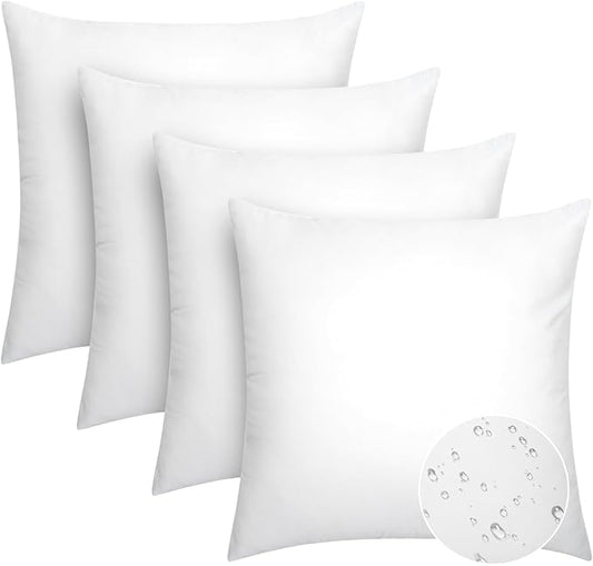 Pack of 4 16x16 Outdoor Pillow Inserts, Water Resistant Throw Pillow Inserts, Cushion Inner Pads for Patio, Furniture, Sofa, Bed, Living Room, Garden Decorative Waterproof Pillow Inserts