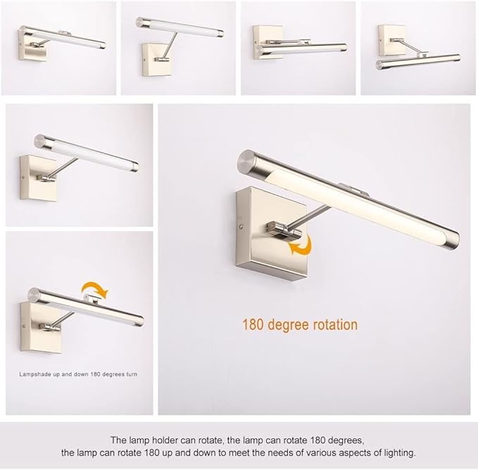 Joosenhouse LED Picture Lights Hardwired Dimmable 16.53" Inch Artwork Display Lamp with Swing Arm 7W(45W Eqv.), Hardwired Connection, 3000K Warm White, Brushed Nickel