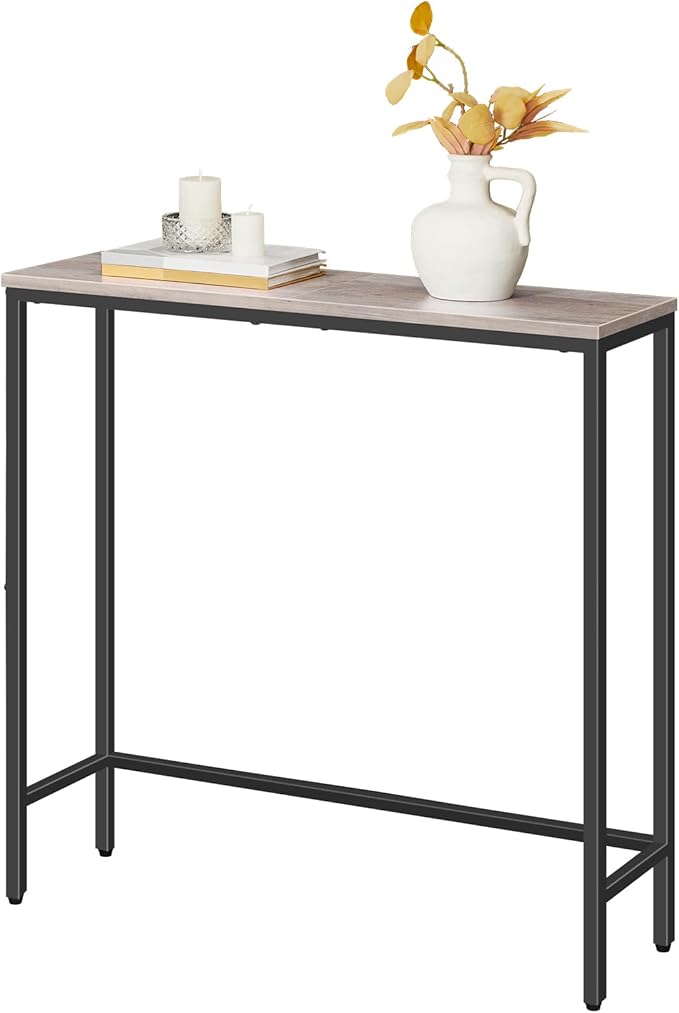 HOOBRO Narrow Console Table, 29.5" Small Entryway Table, Thin Sofa Table, Side Table, Display Table, for Hallway, Bedroom, Living Room, Foyer, Greige and Black BG75XG01