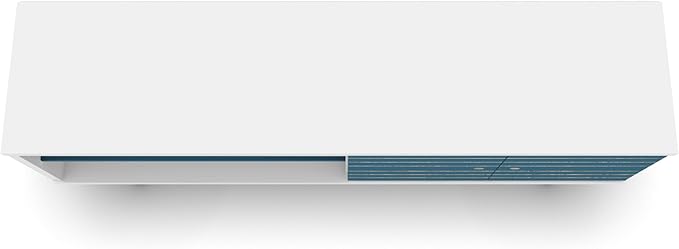 Manhattan Comfort Liberty Mid Century Modern TV Stand for Televisions up to 60 Inches, Bedroom and Living Room Entertainment Center with Storage, Shelves, and Cabinet, 63" Wide, White/Aqua