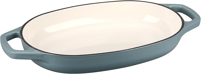 Enameled Cast Iron Dutch Oven Pot with Lid, Oval Dutch Oven for Bread Baking, Bread Oven for Homemade Sourdough Bread Baking, 5qt, Seasalt