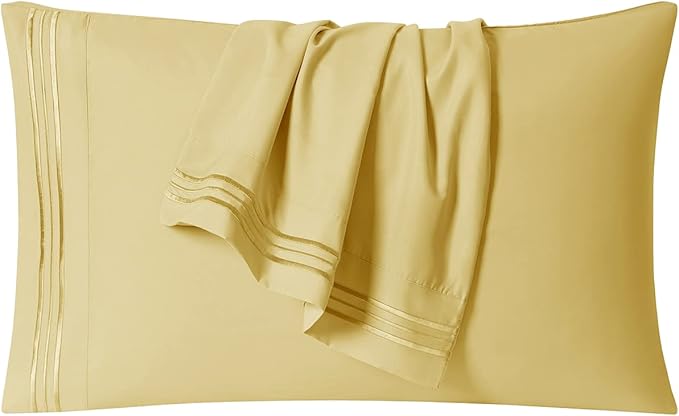 Clara Clark Bed Sheets, Premier 1800 Series 4 Piece Bed Sheet Set, Deep Pocket, Wrinkle, Fade, Stain Resistant, Luxury Soft Bedding Sheets & Pillowcases, Twin, Custard Mellow