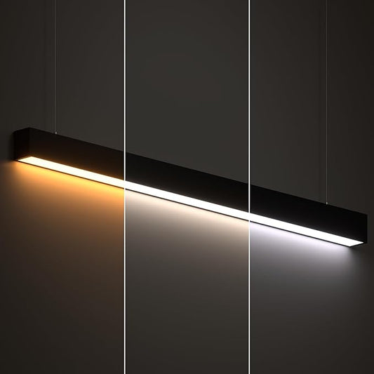 JTT 4FT LED Linear Light, 30W/40W/50W 3CCT 3000K/4000K/5000K CCT Selectable, 6250 LM Linkable Office Shop Light Fixture, ETL Listed Dimmable Architectural LED Suspension Office Lighting Fixture