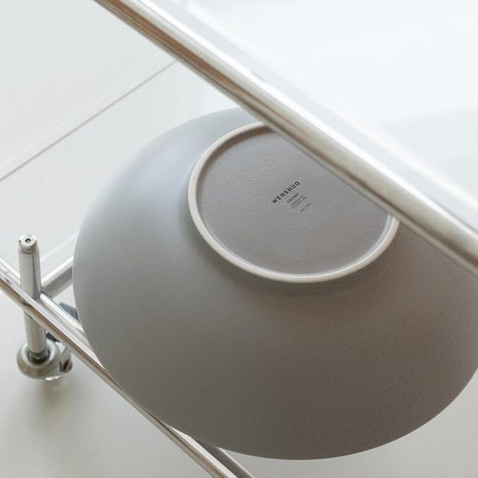 WENSHUO Large Salad Bowl, Ceramic Stoneware with Reactive Glaze, Serving & Mixing, 2Qt (Sandstone Gray)