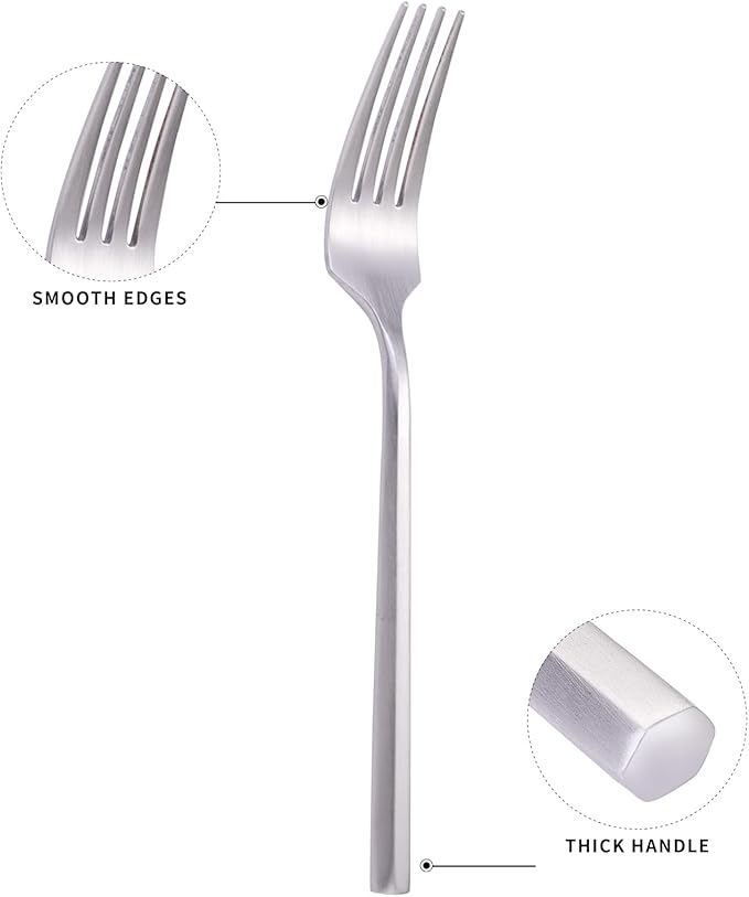 Matte Silverware Set Silver Flatware Set with Hexagon Handle 20 Pieces 18/0 Stainless Steel Cutlery Set Wedding Housewarming Gift Service for 4 (Matt silver)