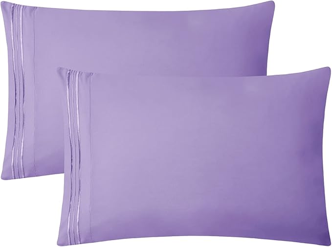 Clara Clark Bed Sheets, Premier 1800 Series 4 Piece Bed Sheet Set, Deep Pocket, Wrinkle, Fade, Stain Resistant, Luxury Soft Bedding Sheets & Pillowcases, Twin, Lavender