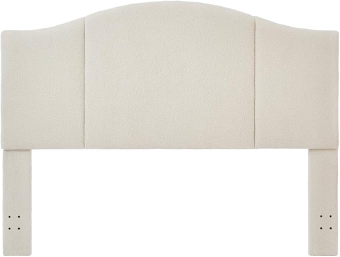 24KF Middle Century Upholstered Foldable King Headboard, Modern Boucle Teddy Fabric, Cream