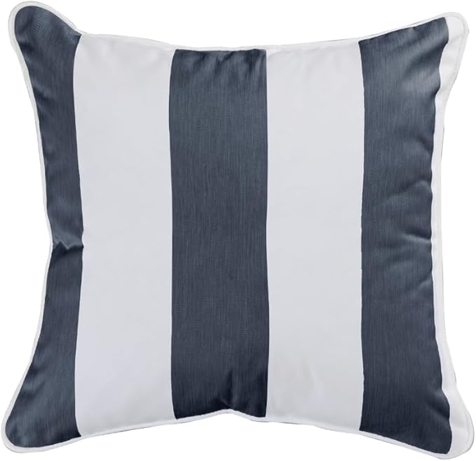 East Green 18 x 18 Waterproof Outdoor Pillow with Insert, Navy Stripe - Premium Olefin Outdoor Accent Pillow for Patio Furniture