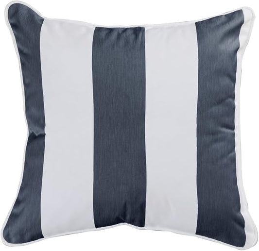 East Green 14 x 14 Waterproof Outdoor Pillow with Insert, Navy Stripe - Premium Olefin Outdoor Accent Pillow for Patio Furniture