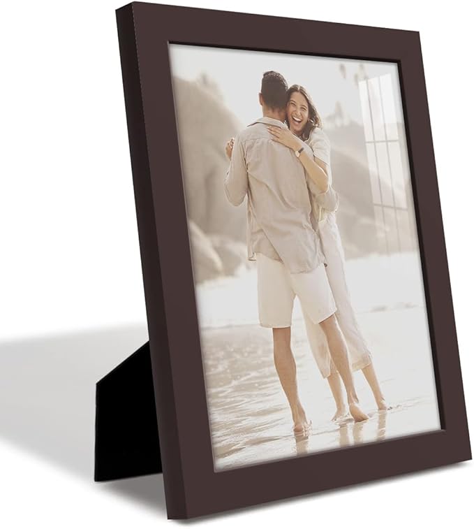 Renditions Gallery 8x10 inch Picture Frame High-end Modern Style, Made of Solid Wood and High Definition Glass Ready for Wall and Tabletop Photo Display, Brown Frame