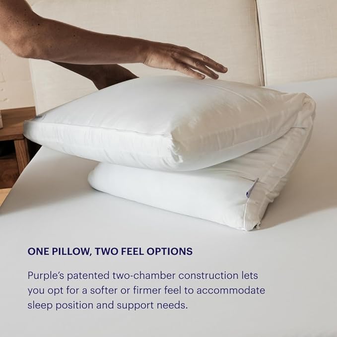 Purple TwinCloud Pillow – King Size, Adjustable Soft or Firm Support, Reversible Cotton Cover, Perfect for Side Sleepers