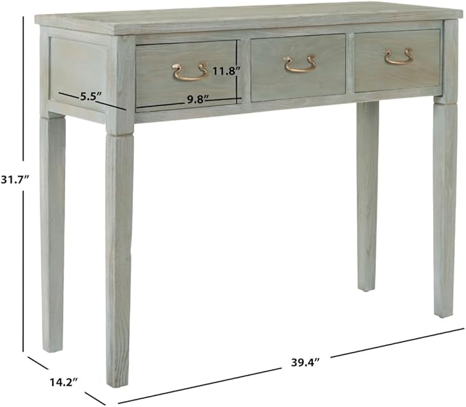 SAFAVIEH Home Collection Cindy Farmhouse Ash Grey 3-Drawer Console Table