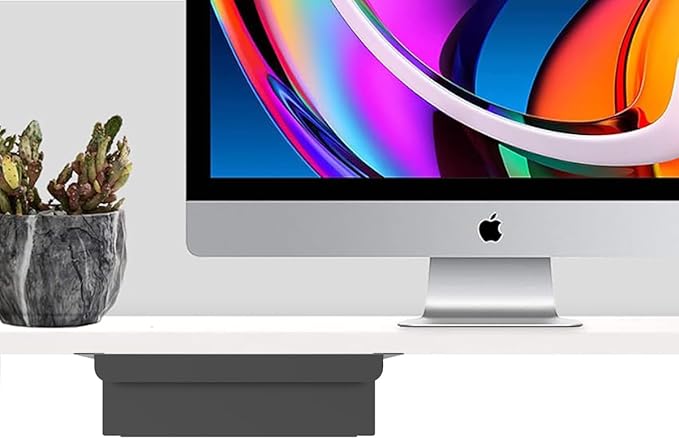 Under Desk Mounted Sliding Pull-Out Drawer for Office Desk or Table - Storage Organizer for Sit Stand Workstation- W 9.8" x D 9.8" x 2.5", Metal, Black (Small)