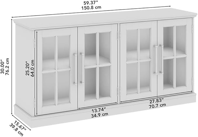 Bush Furniture Westbrook 60W TV Stand for 75 Inch TV in White Ash | Living Room Entertainment Center with Storage