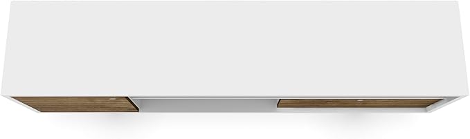 Manhattan Comfort Liberty Collection Mid Century Modern TV Stand With Three Shelves, One Cabinet and One Drawer With Splayed Legs, White/Wood, Large, Model:202AMC69