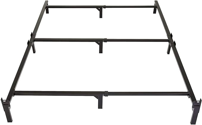 Amazon Basics Metal Bed Frame, 9-Leg Base for Box Spring and Mattress, King, Tool-Free Easy Assembly, Black