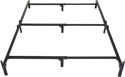 Amazon Basics Metal Bed Frame, 9-Leg Base for Box Spring and Mattress, King, Tool-Free Easy Assembly, Black