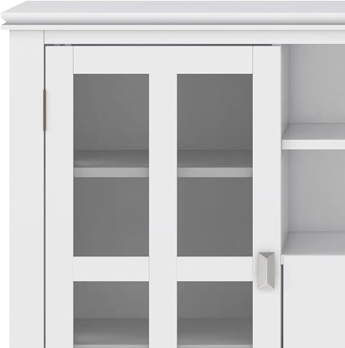 SIMPLIHOME Artisan SOLID WOOD 53 Inch Wide Contemporary TV Media Stand in White for TVs up to 60 Inches, For the Living Room and Entertainment Center