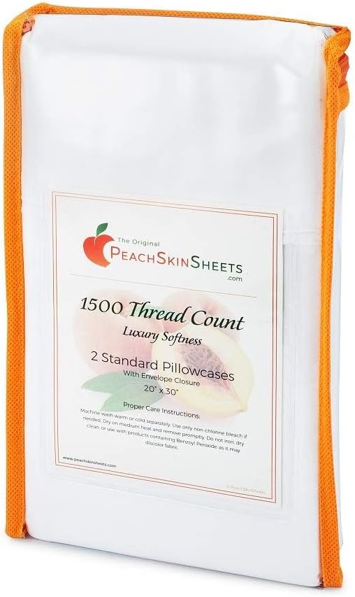PeachSkinSheets Night Sweats: The Original 1500tc Soft Standard Pillowcase Set Beach Blue