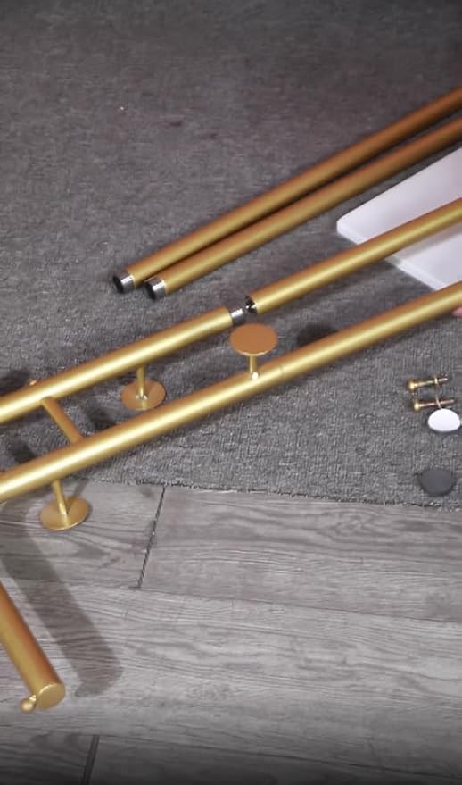 Double-pole Coat Rack Freestanding, Modern Metal Coat Racks Hanger Stand with 5 Hooks and Natural Marble Base, for Bedroom, Office, Hallway, Entryway, Living Room Gold