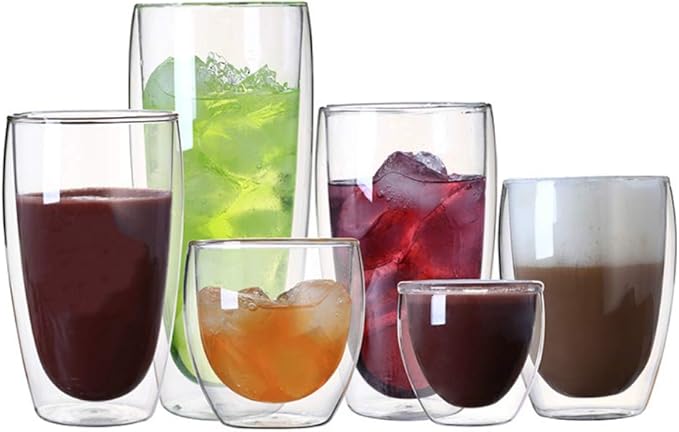 Asng Glass Coffee Mugs, Double Wall Insulated Thermal Cups Drinking Glasses For Tea/Coffee/Latte/Cappucino/Cafe/Milk (650ML/22oz)